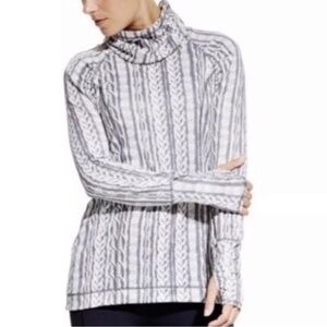 Calia by Carrie Underwood | White & Grey Rope Funnel Neck Pullover | SZ L